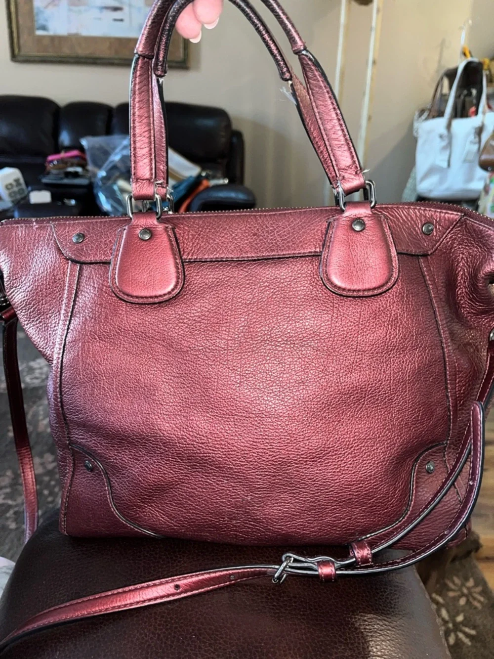 Coach Metallic Rose Pebbled Leather Tote - Picture 2 of 4